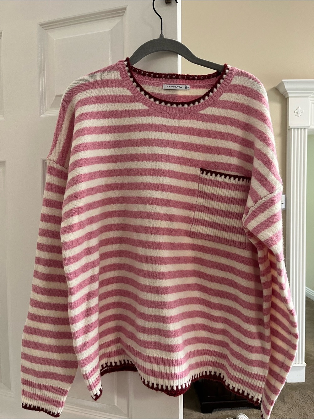Staccato Pink & Cream Striped Crewneck Sweater